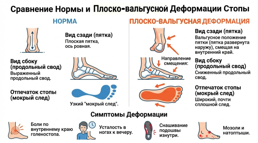 Плоско-вальгусная деформация стопы у взрослых: причины, симптомы, лечение